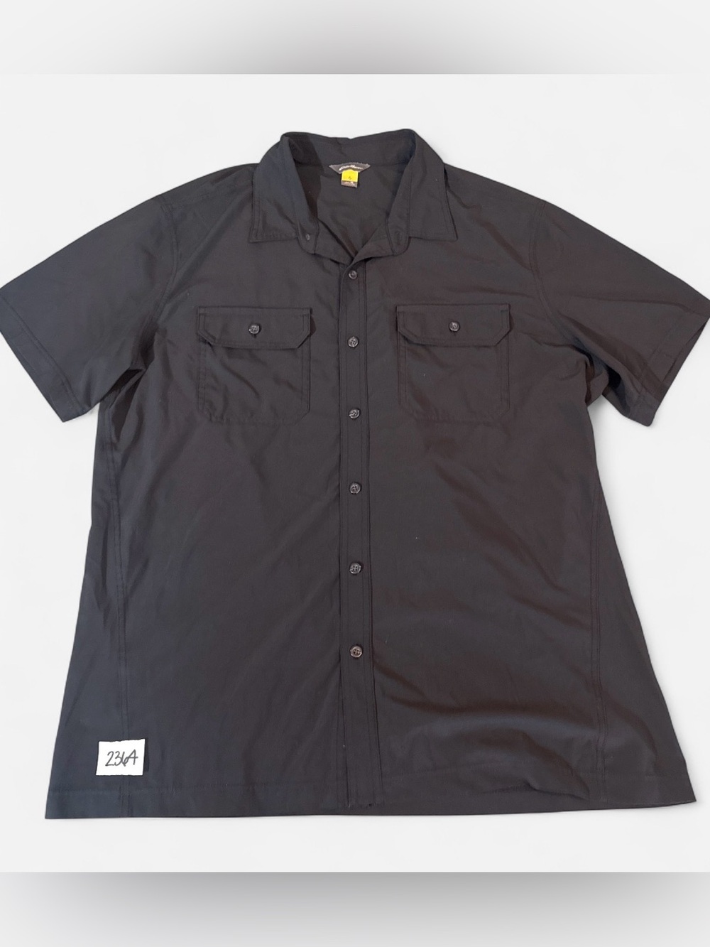 Eddie Bauer Black Short-Sleeve Button-Down Casual Shirt